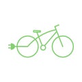 Electric bike icon. Eco bicycle with plug. Flat line vector